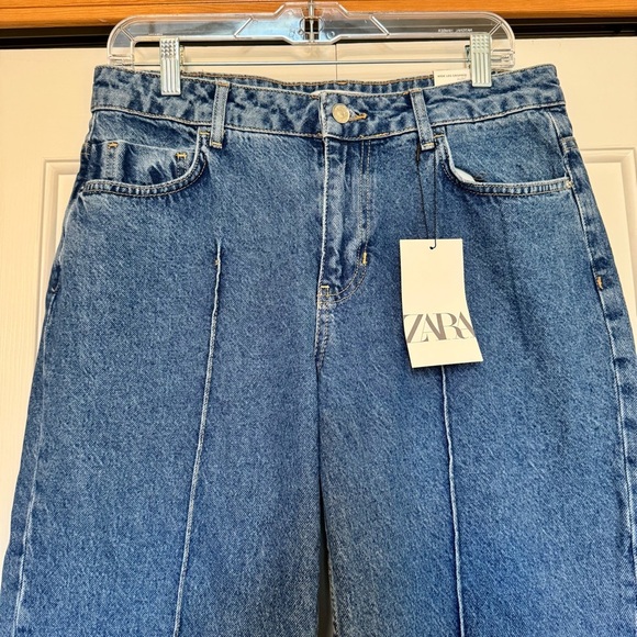 Zara Wide-Leg cropped Blue Jeans - Picture 2 of 9